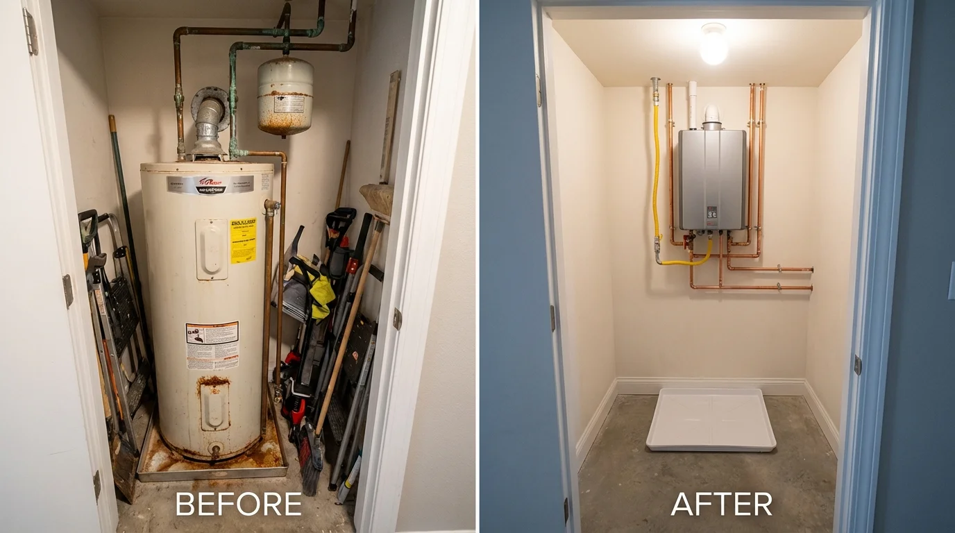 Tank water heater versus wall-mounted tankless unit comparison for Milan, MI homeowners